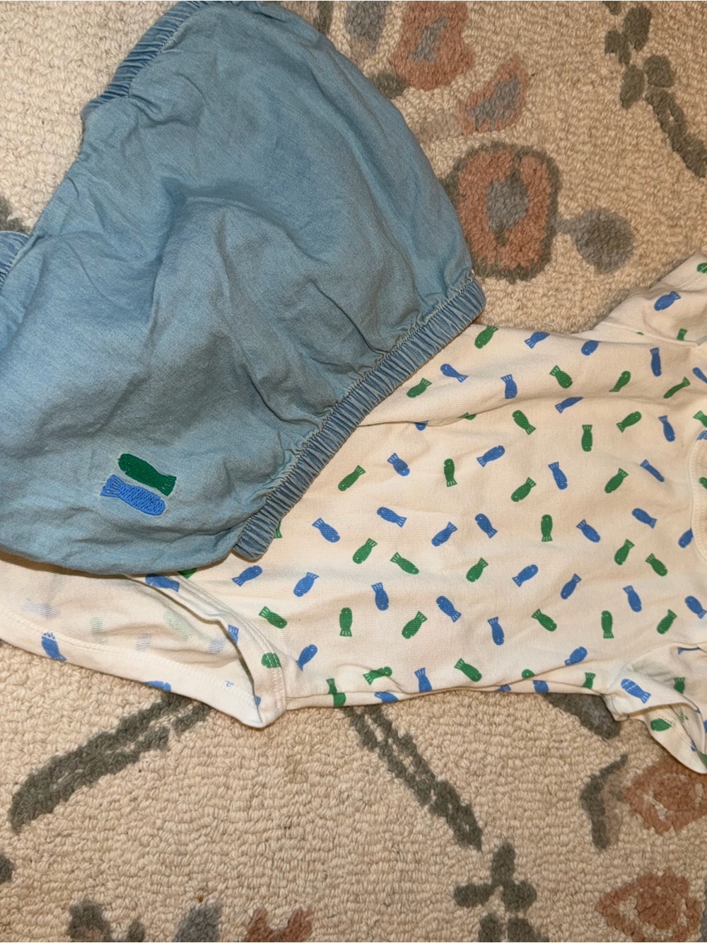Bobo Choses Blue and White Footprint Kids Pajama Set